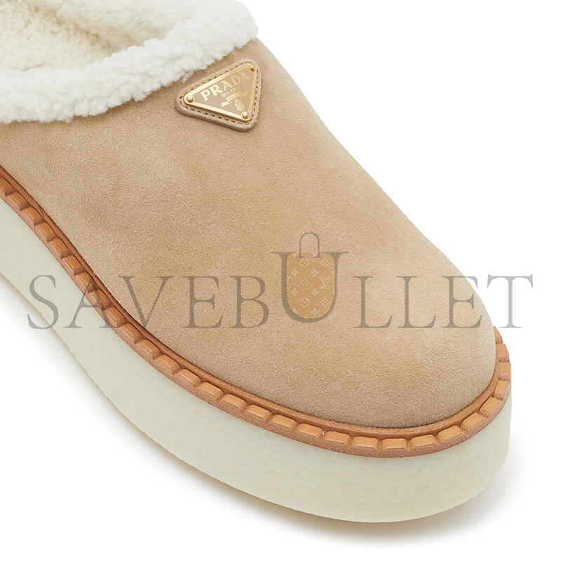 PRADA SUEDE SHEARLING SLIPPERS 1S715N